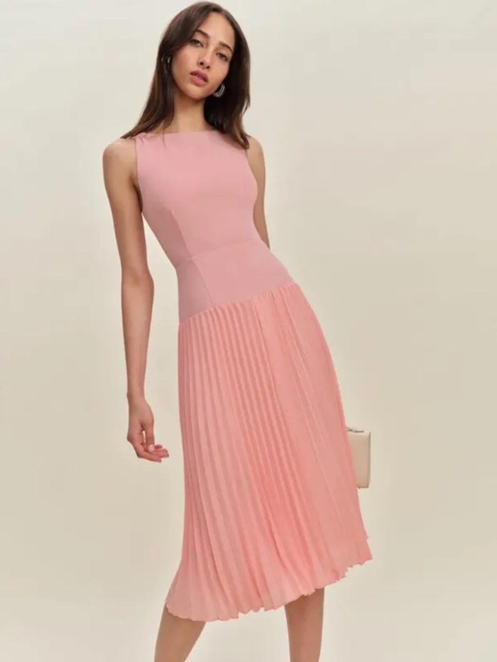 Pink Sleeveless Pleated Dress - Elegant Everyday - Picture 12 of 16
